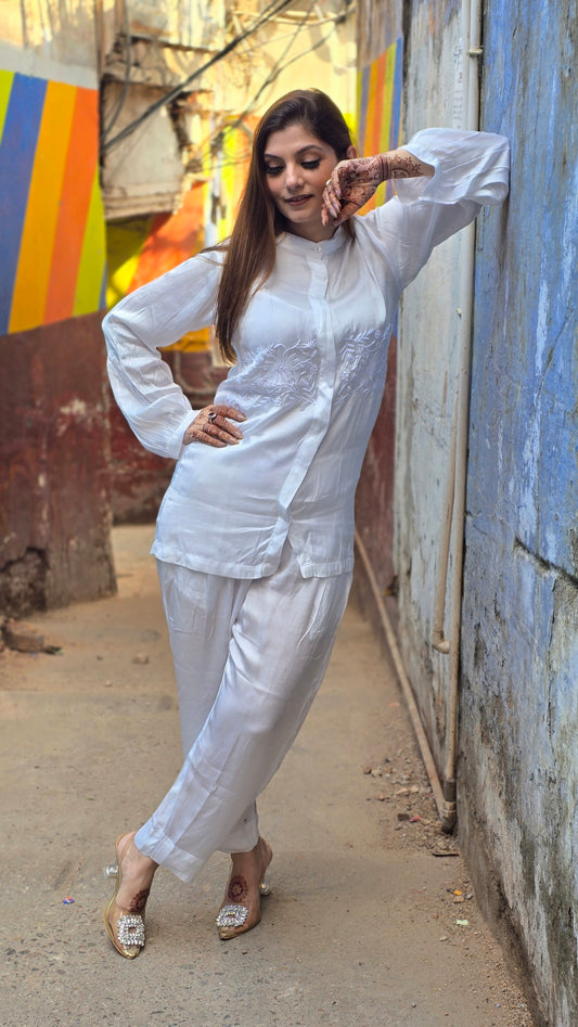Off White Chikankari Shirt