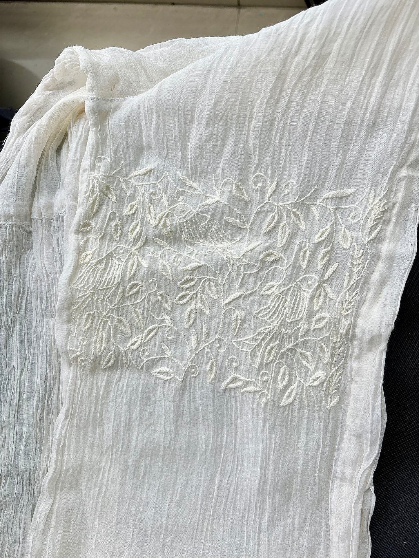 Off White Chikankari Shirt