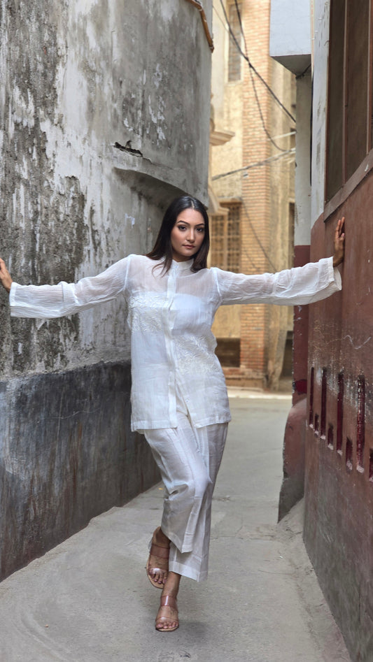 Off White Chikankari Shirt