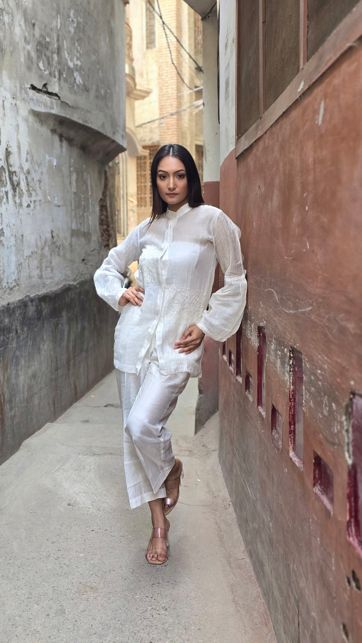 Off White Chikankari Shirt