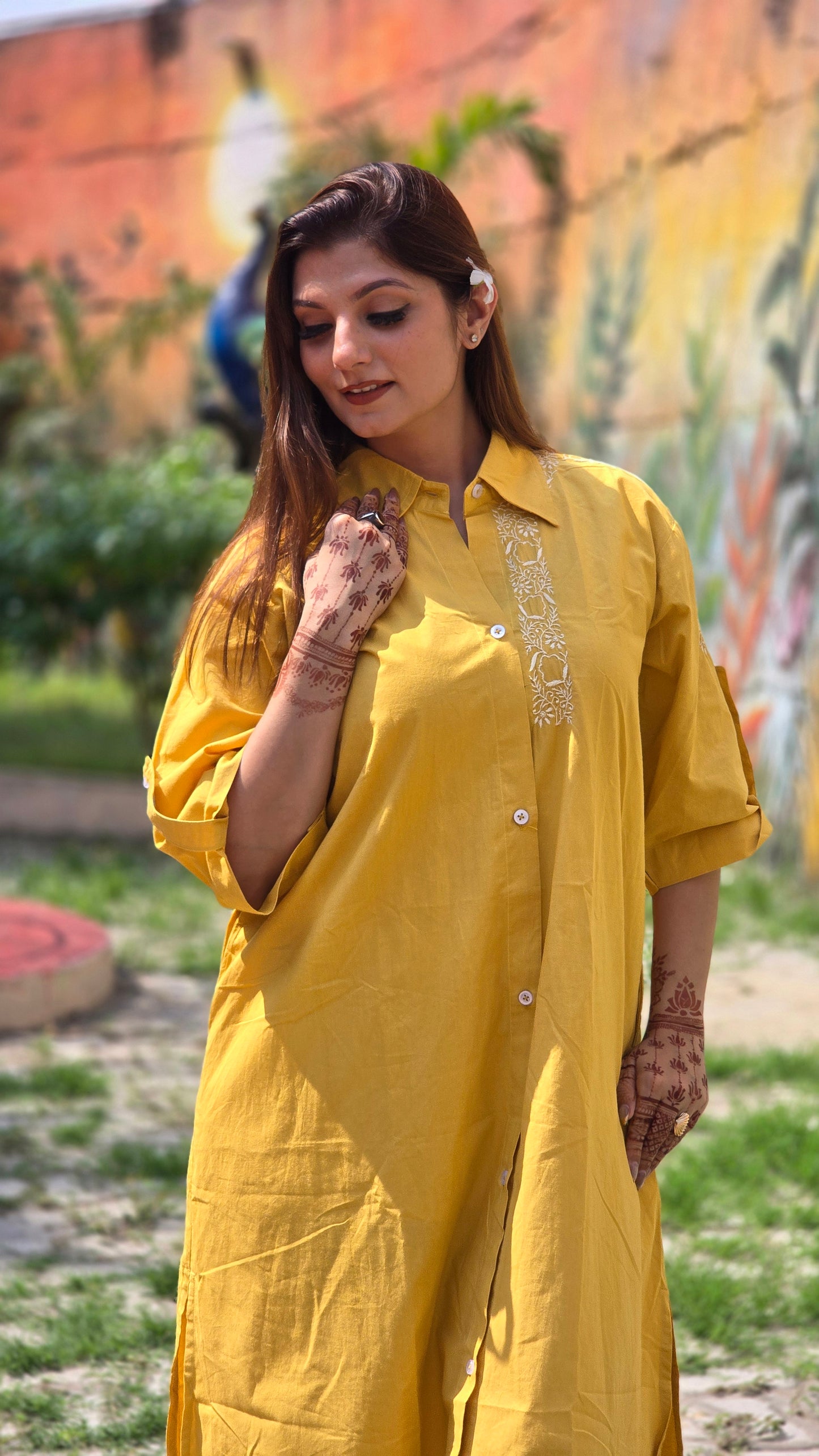 The Golden Yellow Shirt Dress