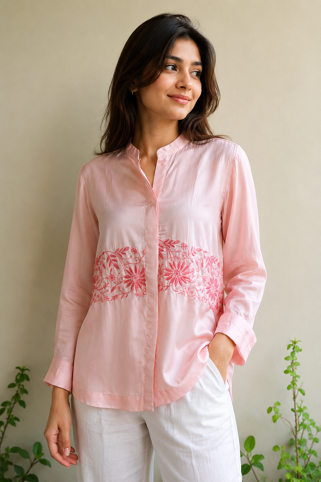 Rose Chikankari Shirt
