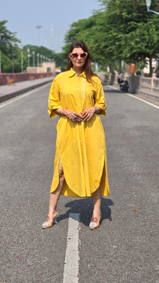 The Golden Yellow Shirt Dress